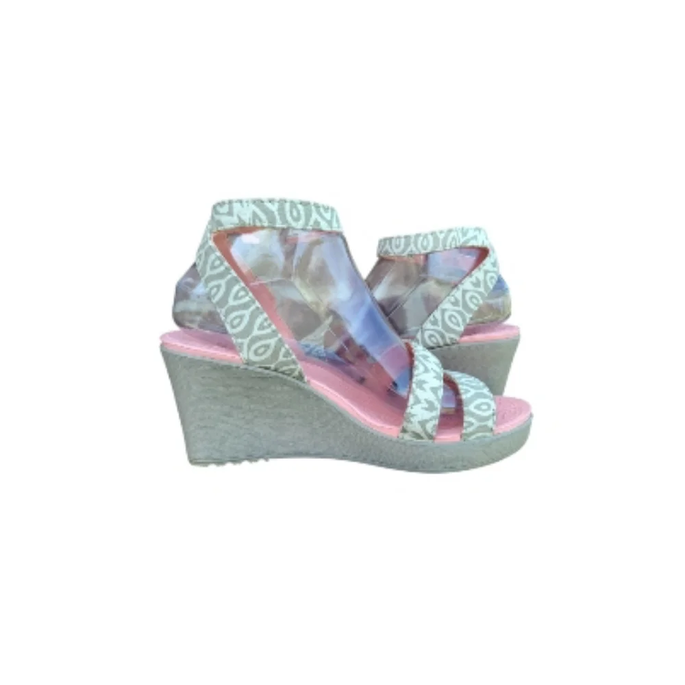 Crocs Leigh Wedge Platform Wedge Stucco Tumbleweed Peach Tan Sandal Shoe Women 9 - Picture 5 of 8